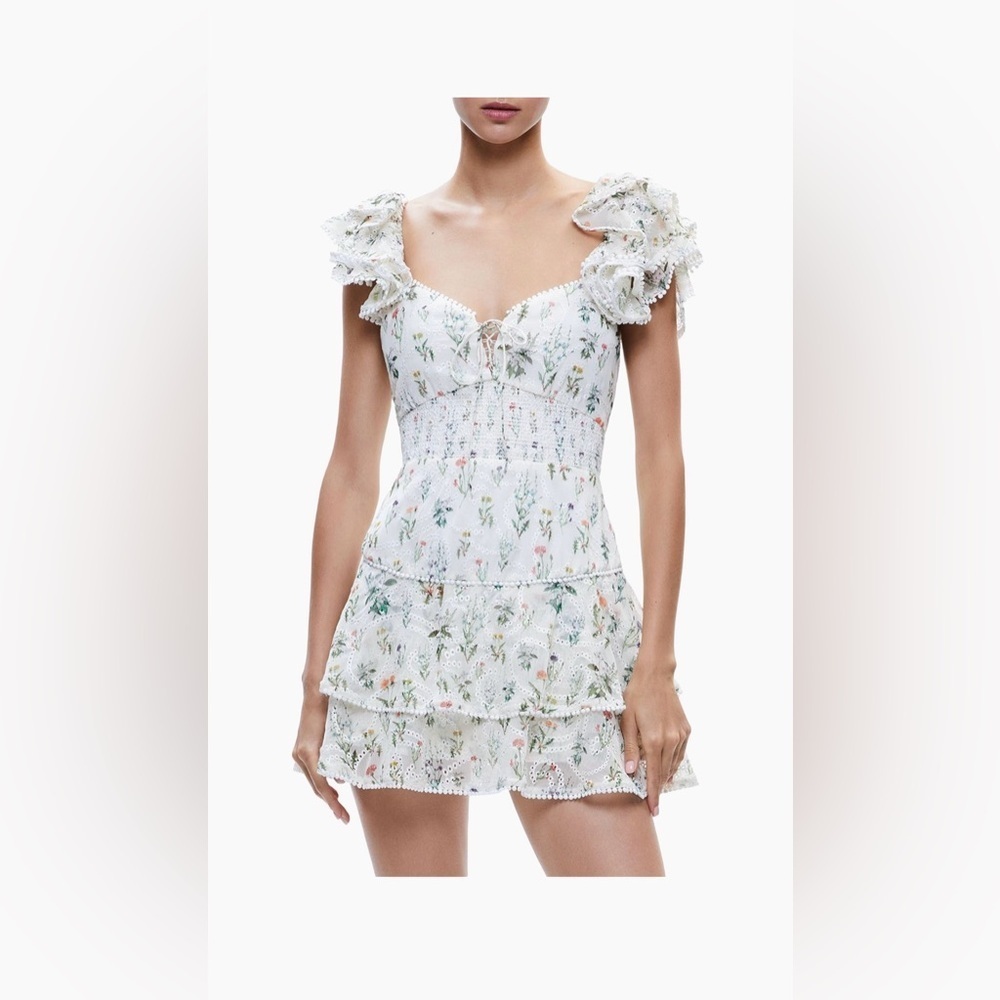 Alice + Olivia Floral Ruffle Mini Dress
